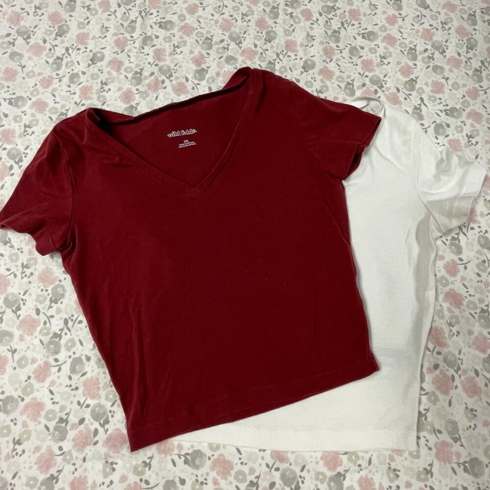 Bundle of 2 Wild Fable Tops - XS - White and Maroon - GUC
